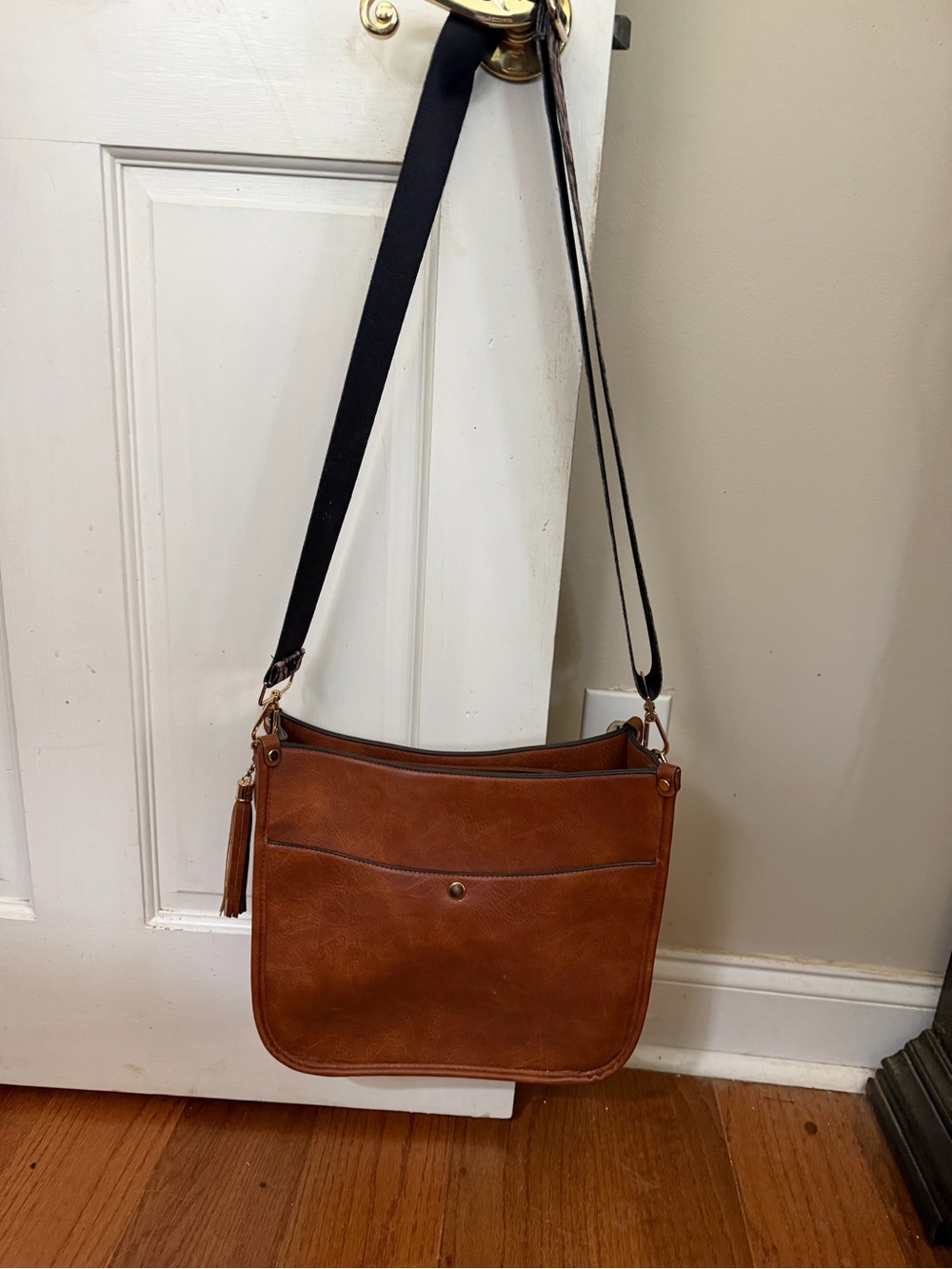 Classic Brown Crossbody Bag with Tassel - Women